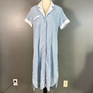 Anthropologie Cezzane Striped Eyelet Dress Nightgown XS Cottagecore Romantic‎